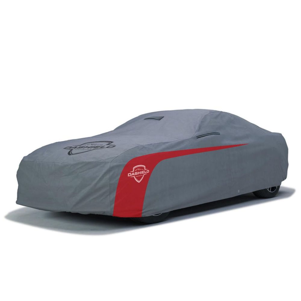 DaShield Ultimum Lite car cover in silver with side stripe accent and easy-on design